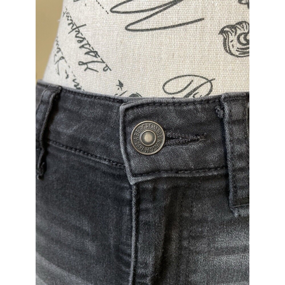 Abercrombie & Fitch Legging Jeans Black Distressed Mid Rise Skinny Size 25R - Picture 3 of 9